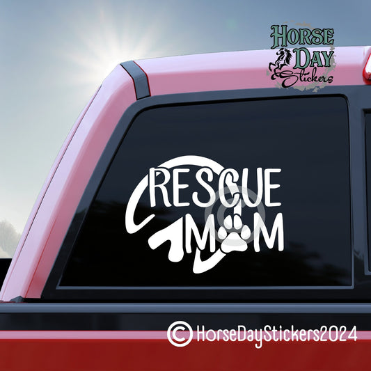 Rescue mom hoof and paw print window sticker