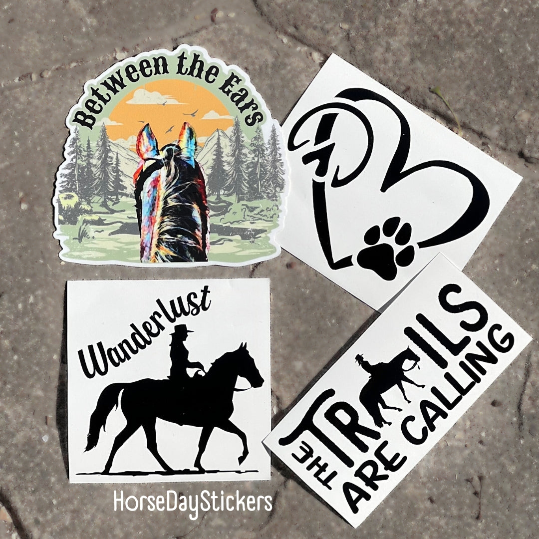 between the ears trail horse sticker pack